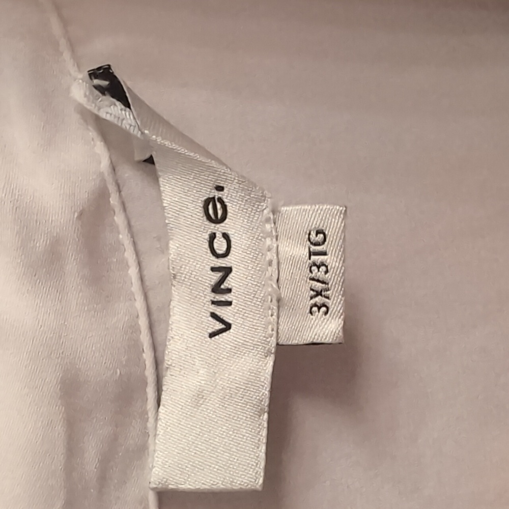 Vince Women's Plus Slim Fitted Silk Stretch Blouse White Long Sleeve 3XL - Picture 4 of 8